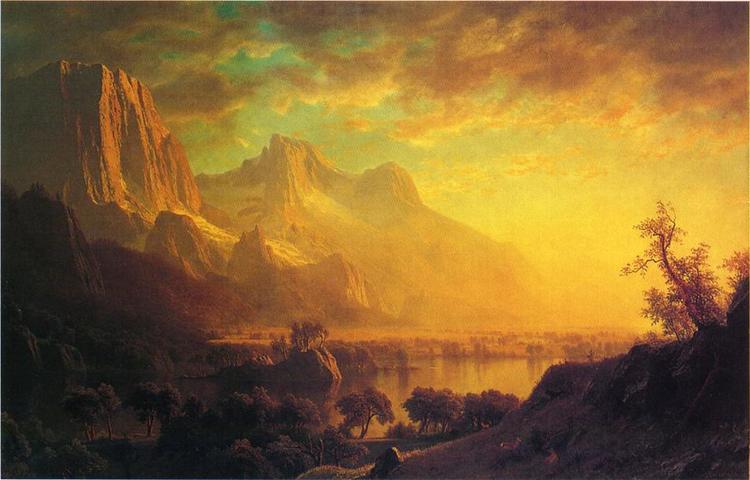 Albert Bierstadt Oil Painting Wind River, Wyoming - Click Image to Close